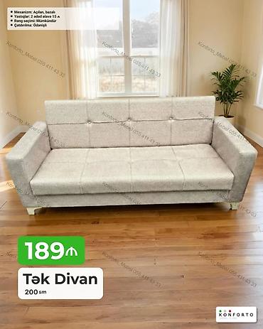 Tək Divan – 200 sm - Mexanizm: açılan, bazalı (yataq funksiyalı, alt