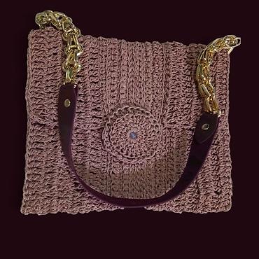 Çantalar: Əl işi toxunma çanta - Material: qalın toxunma ipi ilə əl ilə — 1