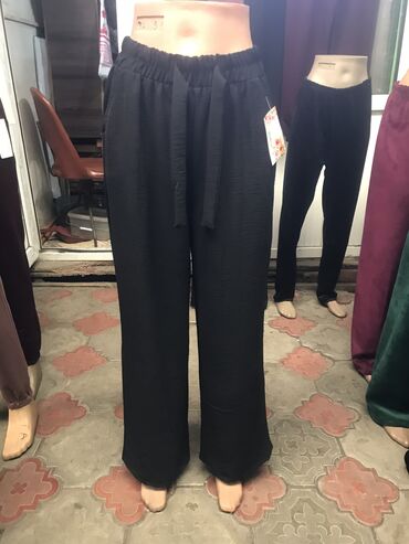 брюки женские размер l: Повседневные брюки, Клеш, Made in KG, Высокая талия, Лето