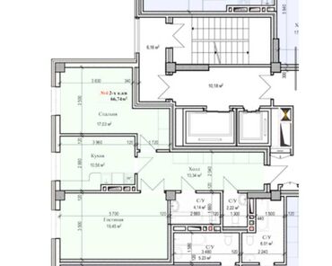 кут ак ниет: 2 комнаты, 64 м², Элитка, 5 этаж, ПСО (под самоотделку)