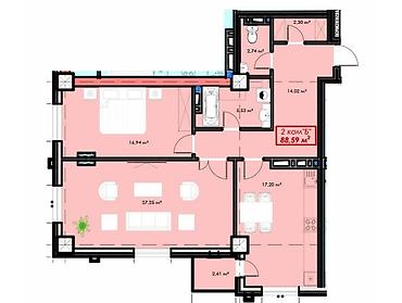 950: 2 комнаты, 81 м², Асанбай мкр Элитка, 2 этаж, ПСО (под самоотделку) — 2