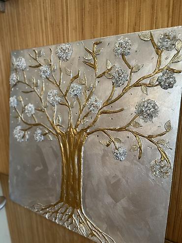 İncəsənət və kolleksiyalar: El işi Thein _art – Qızılı “Həyat Ağacı” - Material: Tuval üzərində — 2