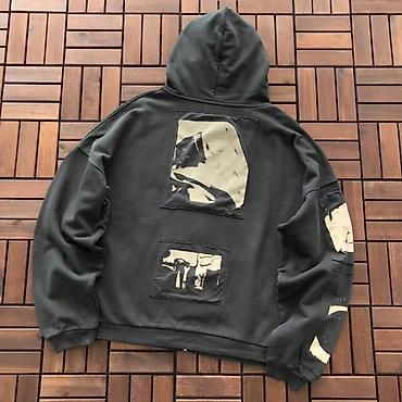 xudi: Qara rəngli kapüşonlu zipli xudi - Stil: Streetwear/oversize siluet — 3