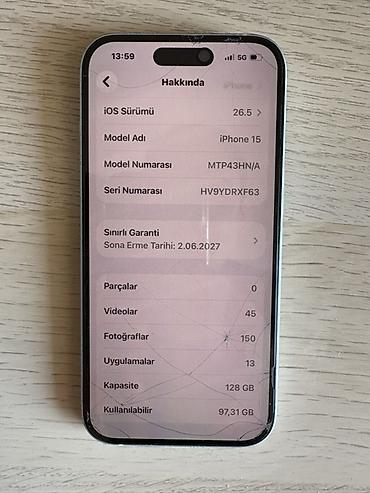 Apple iPhone: Apple iPhone 15, 128 GB, bela boja - iOS verzija: 26.5 - Model — 1