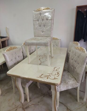 Комплекты столов и стульев: Для гостиной, Новый, Раскладной, Квадратный стол, 6 стульев, Азербайджан