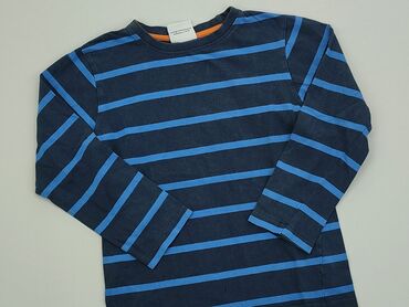 Świat dziecka: Bluzka 8 lat, wzrost - 128 cm., stan - Zadowalający, wzór - Linia, kolor - Niebieski