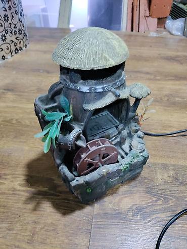 Akvarium dekoru: Dekorativ mini fəvvarə / akvarium aksesuarı, nağılvari dəyirman-ev — 2