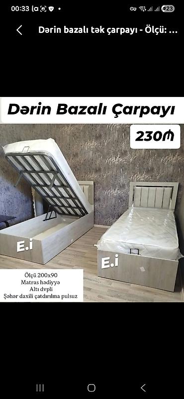 taxt dosekleri: Dərin bazalı tək çarpayı - Ölçü: 200 x 90 sm - Dərin bazalı, yuxarı — 1