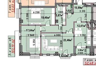 3 комнаты, 103 м², Новая мечеть Элитка, 10 этаж, ПСО (под самоотделку)