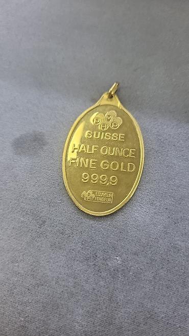 versage sep: SUISSE qızıl medal – 15.72 qram, 999.9 (24K) təmizlikdə saf qızıl — 1