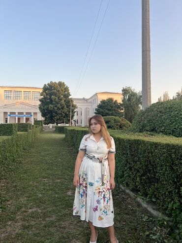 летнее платье свободного кроя: Платье миди с принтом - Цвет: молочный/айвори - Фасон