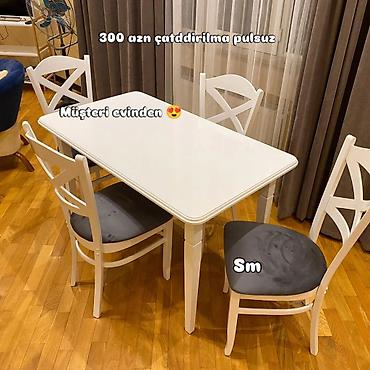 Mətbəx üçün, Yeni, Açılan, Dördbucaq masa, 4 stul