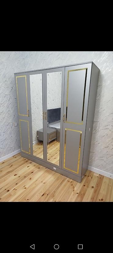 islenmis seyf qapi: Yeni, 4 qapılı, Güzgülü, Boz, Açılan, Düz dolab — 1
