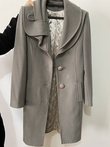 женская платье 42 44 размер: Пальто, Классика, Осень-весна, Кашемир, По колено, S (EU 36)