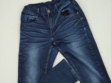 kombinezon z jeansu: Spodnie jeansowe, 10 lat, 140, stan - Dobry