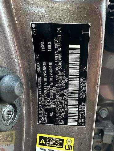 245 55 18: Toyota Highlander: 2018 г., 3.5 л, Автомат, Бензин, Кроссовер — 6