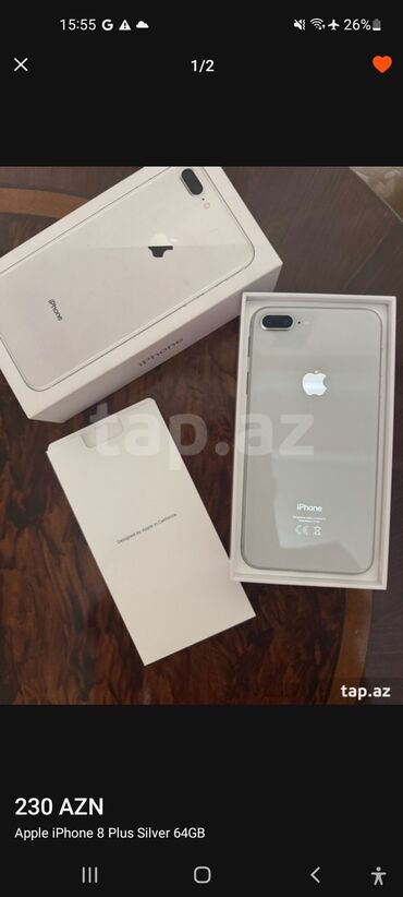 telefon iphone 6: IPhone 8 Plus, 64 GB, Ağ, Barmaq izi, Face ID