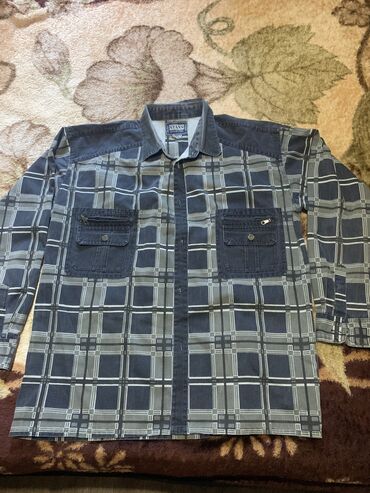 мужские кожаные рубашки: Рубашка 4XL (EU 48), 5XL (EU 50), цвет - Серый