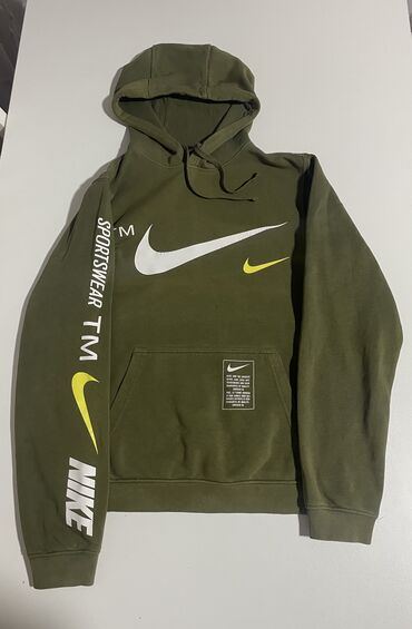 duks sa kragnicom: Sweatshirt, S (EU 48), Nike, color - Green, With a hood