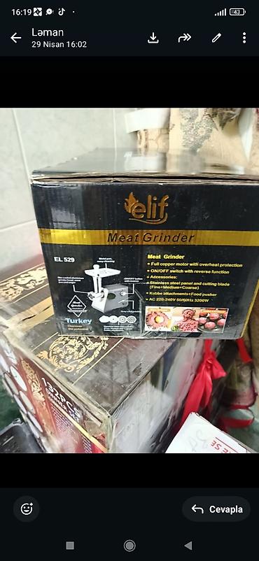 elif mikser: Elif EL 529 ətçəkən (Meat Grinder) Hec isdifadə edilmeyib - Tam mis — 2