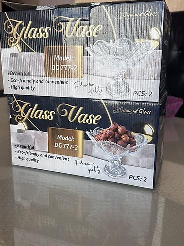 Стеклянные вазочки на ножке Diamond Glass, модель DG 777-2 - Набор: 2