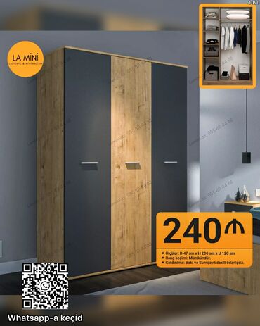 Çarpayılar: Açılan, 3 qapılı Düz dolab, Qarderob, paltar dolabı