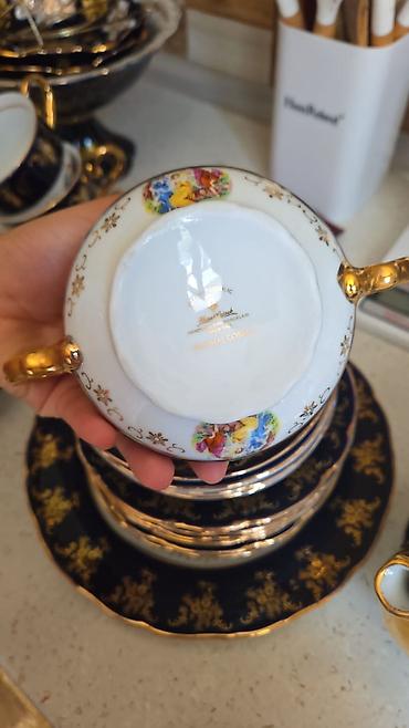 Qab-qacaq və mətbəx ləvazimatları: Çay dəsti, rəng - Göy, Farfor, 6 nəfərlik, Çexiya — 5