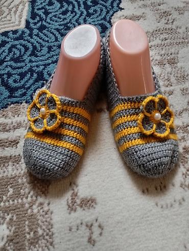 Tərliklər: Əl işı toxunma ev tapoçkaları - Material: yumşaq akril iplik — 17