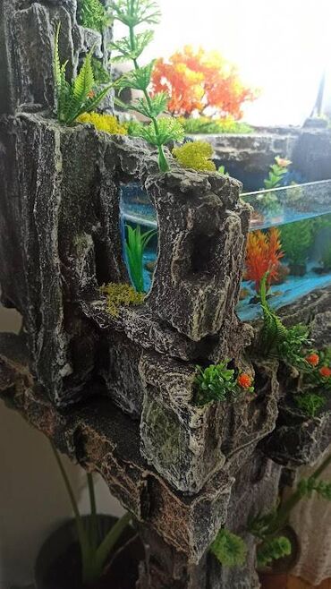 Akvariumi: Dekorativna fontana–akvarijum na postolju, unikatni ručni rad u stilu — 7