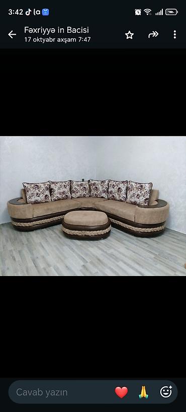 divan tek: Künc divan dəsti - Forma: L-şəkilli künc divan və uyğun yumru — 1