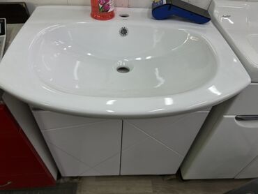 кухонные тумбочки: Тумба для ванны, С раковиной, цвет - Белый