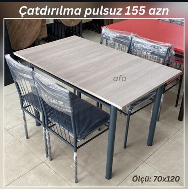 Masa və oturacaq dəstləri: Mətbəx üçün, Açılmayan, Dördbucaq masa, 4 stul — 4