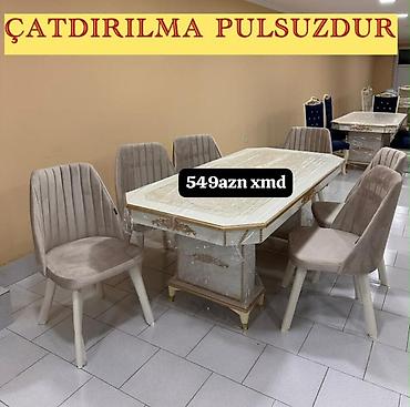 sutullar: Mətbəx/qonaq otağı üçün yemək dəsti - Dəst: 1 böyük masa + 6 ədəd — 1