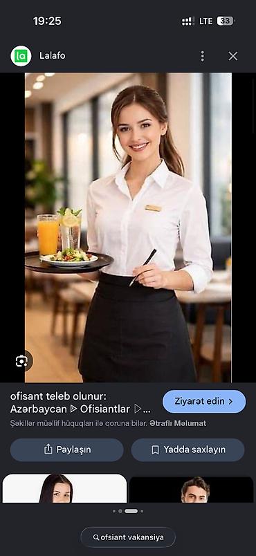 pivə: Ofisiant tələb olunur, Pivə barı, Gündəlik ödəniş, 18-29 yaş, 1 ildən az təcrübə — 1