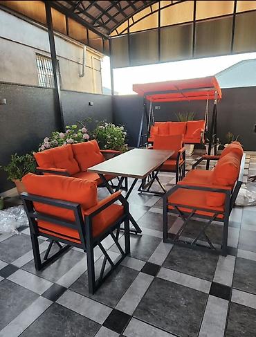 bag ucun masalar: Açıq havaya uyğun metal karkaslı bağ‑terras mebel dəsti Tərkib: - 1 — 1