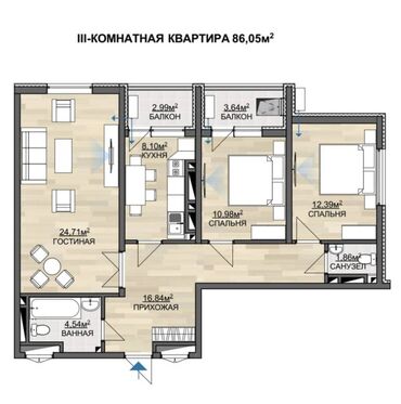 Продажа квартир: 3 комнаты, 87 м², Элитка, 8 этаж, Дизайнерский ремонт