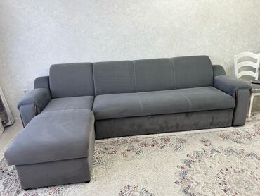 купить бу диван: Угловой диван, цвет - Серый, Б/у
