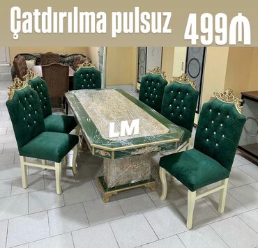 stol stul desti qiymetleri: Qonaq otağı üçün, Yeni, Açılmayan, Dördbucaq masa, 6 stul