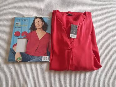 crvena bluza: XL (EU 42), Viskoza, Jednobojni, bоја - Crvena