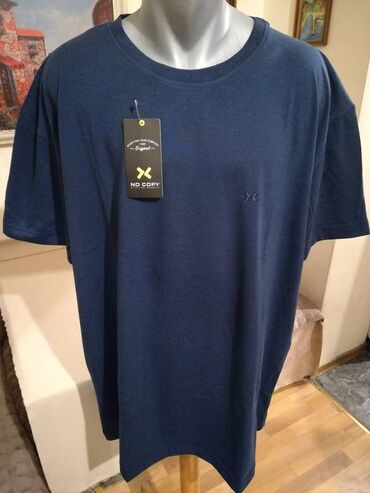 zara beograd: Short sleeves T-shirt, 6XL (EU 64), color - Blue, Cotton