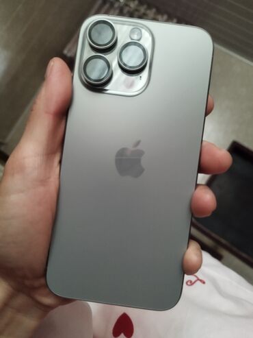 Apple iPhone: IPhone 15 Pro Max, Б/у, 256 ГБ, Matte Silver, Защитное стекло, Чехол, Кабель, 100 %