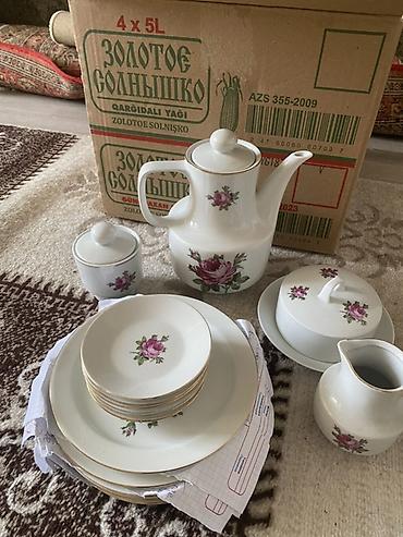 cay stəkanı: Çay dəsti, rəng - Ağ, Farfor, Hisar, 6 nəfərlik, Almaniya — 1