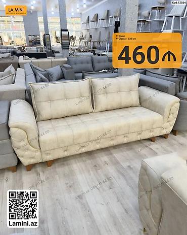 perla mebel divan: Divan – ölçü: 230 sm - Yumşaq bej rəngli parça üzlük - Klassik — 1
