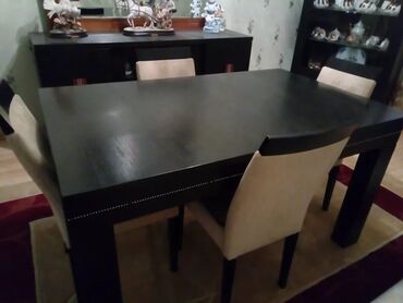 Qonaq otağı üçün, Açılan, Dördbucaq masa, 6 stul