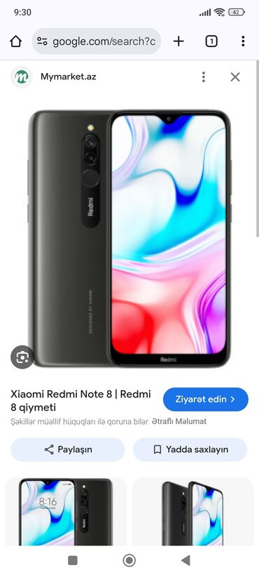 sensörlü aspiratör: Xiaomi Redmi Note 8 (Redmi 8 sətirindən görüntü) – zərif qara rəngdə