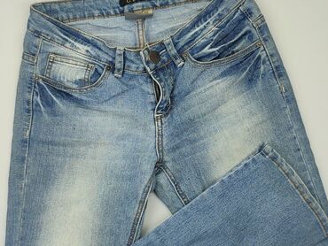 spodnie ciemny jeans damskie: Jeansy, S, stan - Dobry