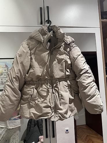 dugi dzemper: Zimska jakna sa kapuljačom, bež/boja peska. - Kroj: kratka puffer — 1
