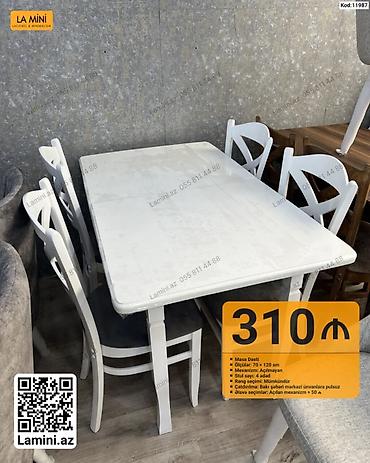 Мебель: Məhsul: Masa Dəsti (Kod: 11987) - Masa ölçüləri: 70 × 120 sm - — 1