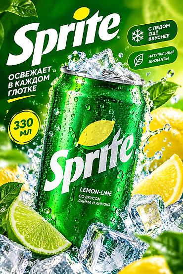 Чай, кофе, суусундуктар: Sprite Lemon-Lime, банка 330 мл Искристый безалкогольный напиток со — 1
