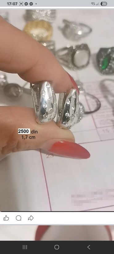 Minđuše: Srebrne minđuše – više modela, srebro 925. - Model 1: polukružne — 1